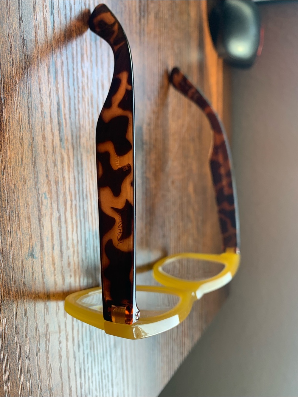 Betsey Johnson Yellow Frame Glasses with Tortoiseshell Arms 1.5 - Picture 4 of 6